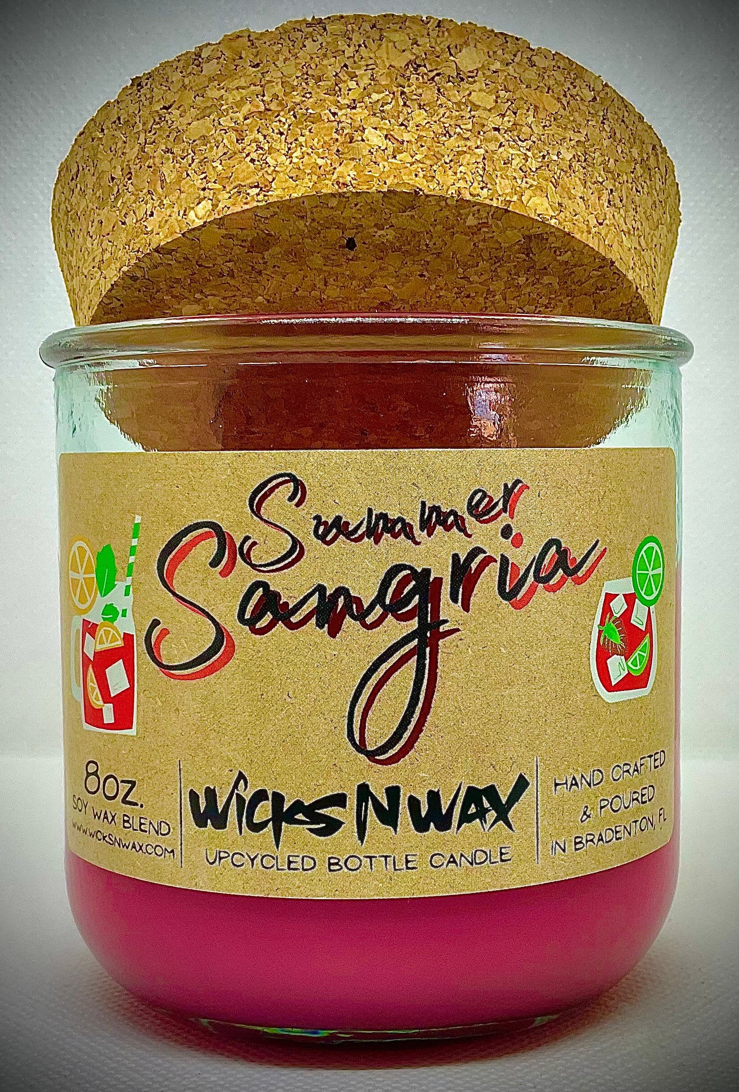 Summer Sangria | Candle | 100% Recycled Glass | WicksNWax