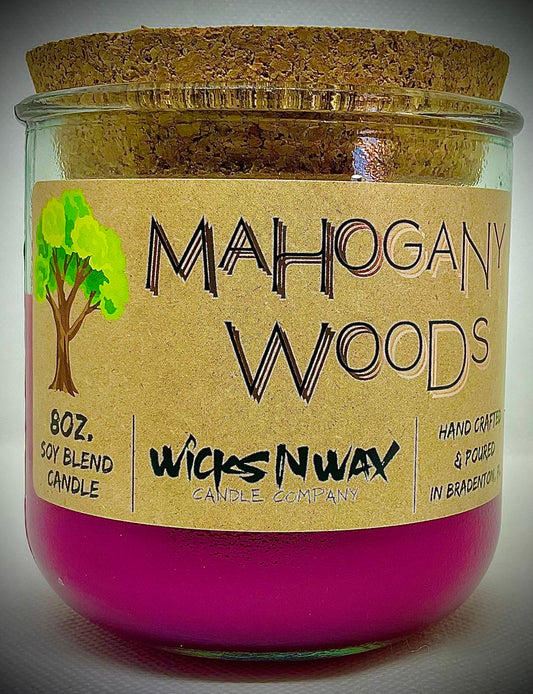 Mahogany Woods | Candle | 100% Recycled Glass | WicksNWax