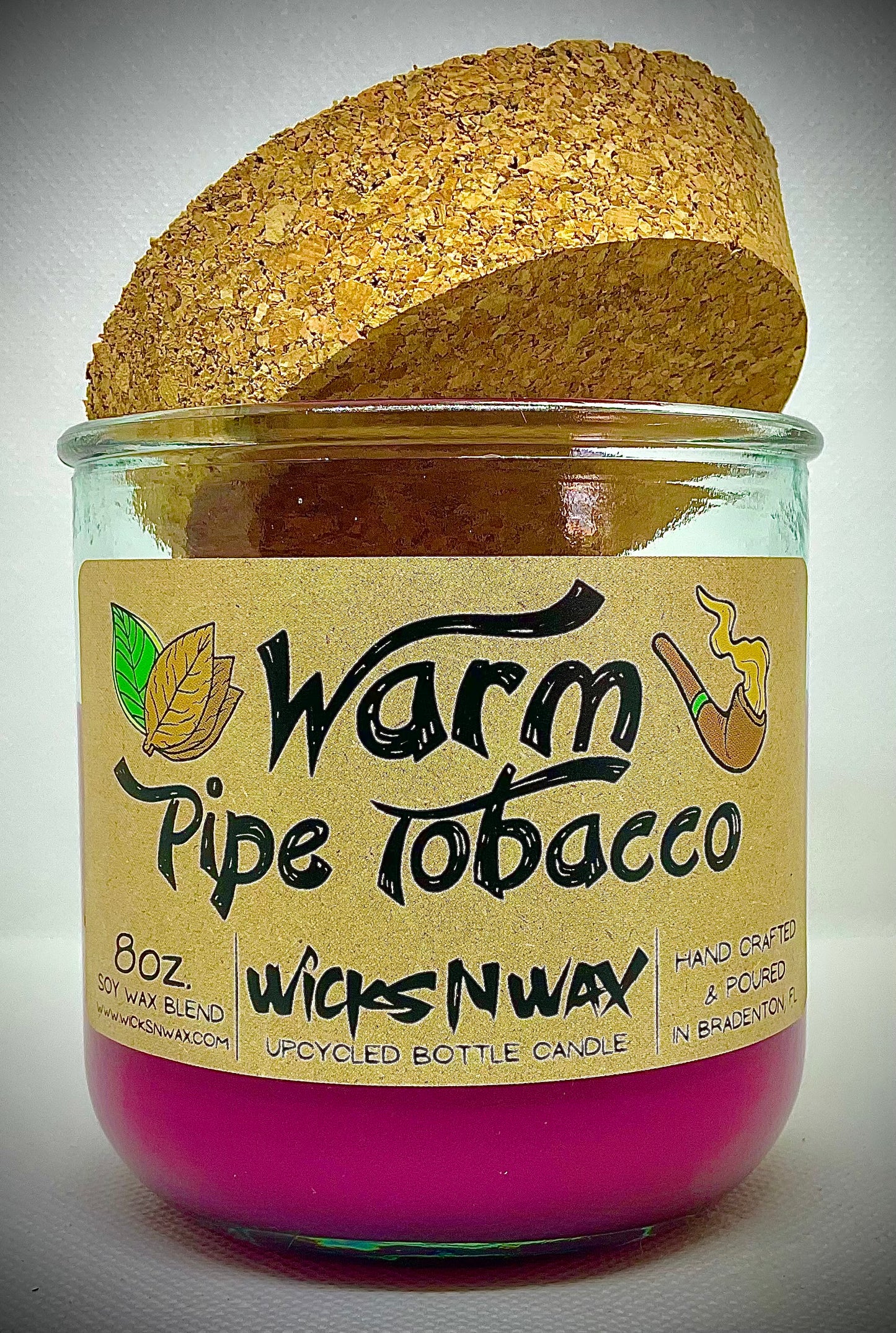 Warm Pipe Tobacco | Candle | 100% Recycled Glass | WicksNWax