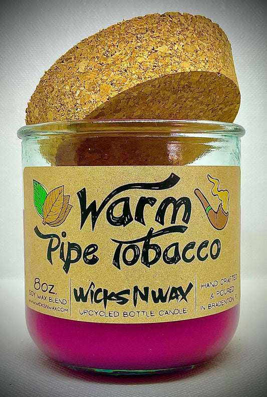 Warm Pipe Tobacco | Candle | 100% Recycled Glass | WicksNWax