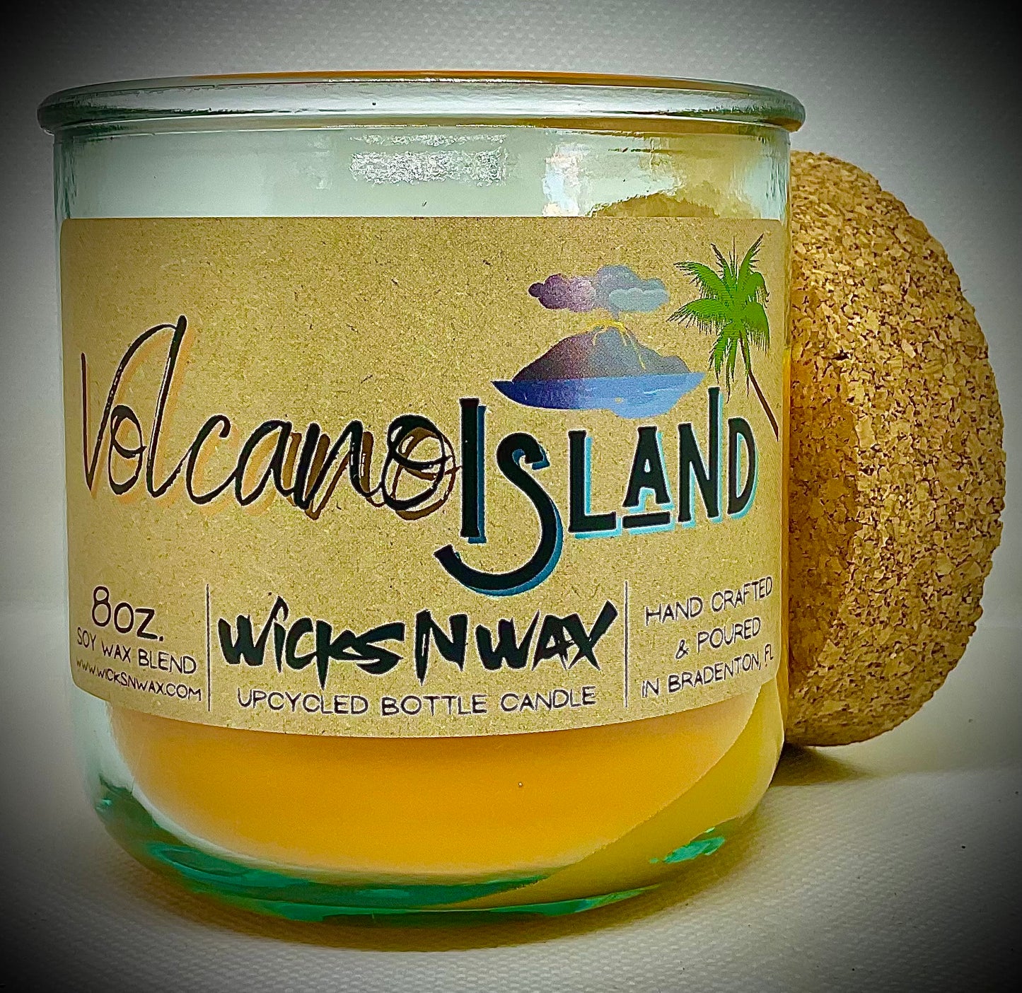 Volcano Island | Candle | 100% Recycled Glass | WicksNWax