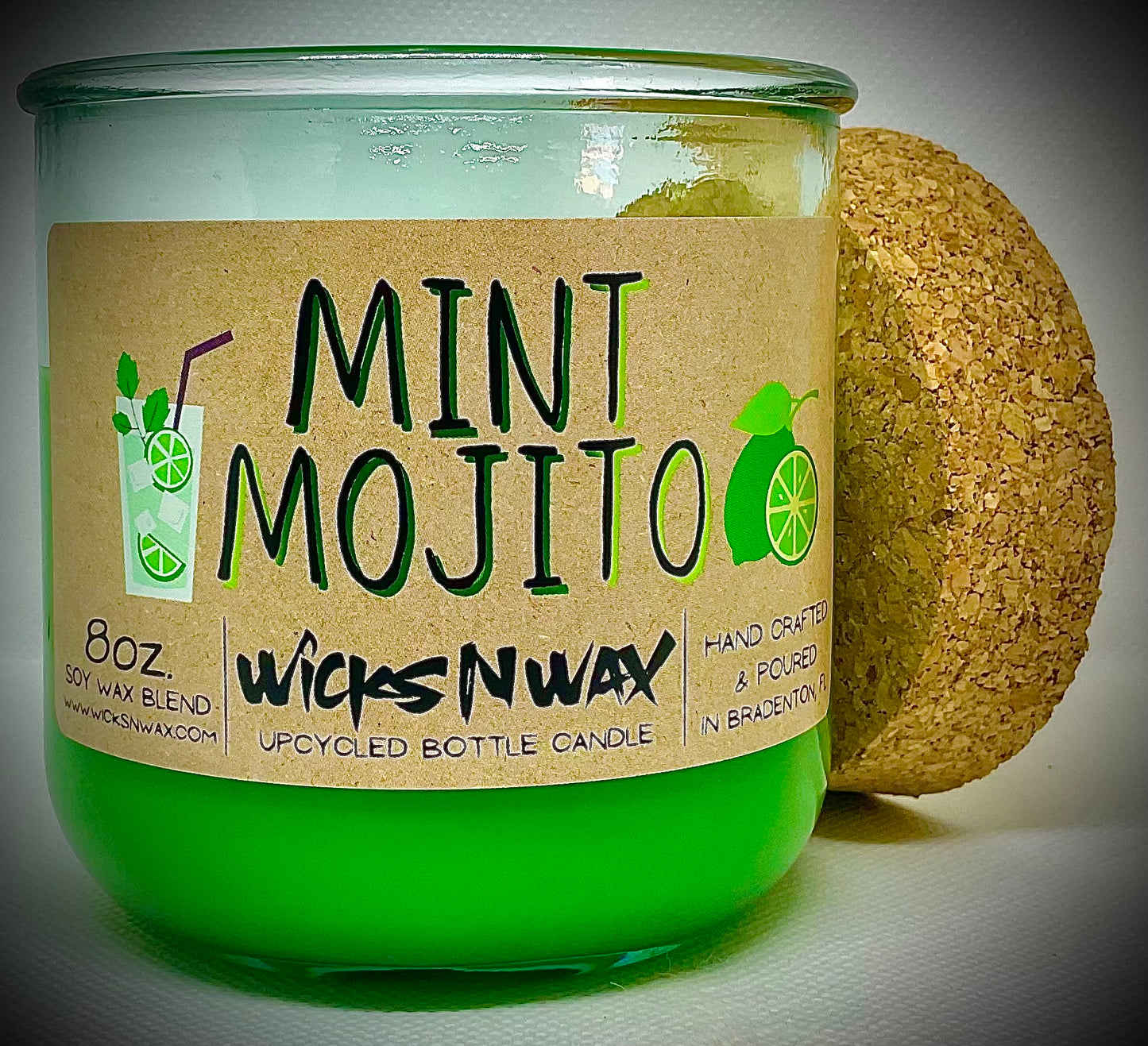 Mint Mojito | Candle | 100% Recycled Glass | WicksNWax
