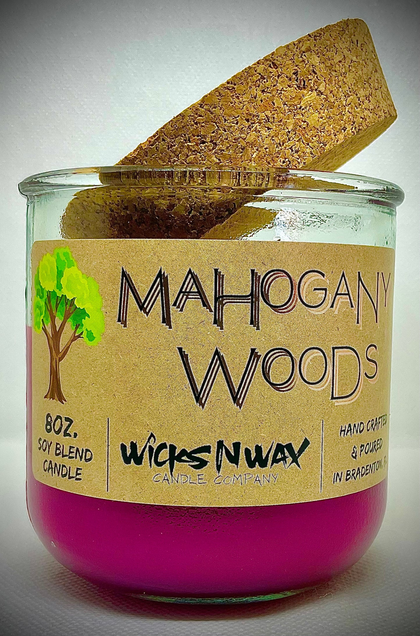 Mahogany Woods | Candle | 100% Recycled Glass | WicksNWax