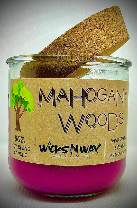 Mahogany Woods | Candle | 100% Recycled Glass | WicksNWax