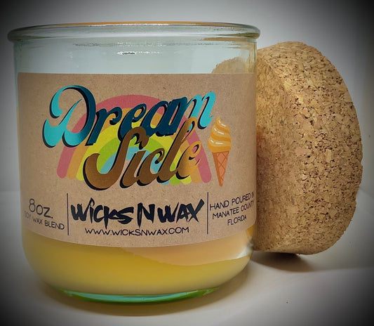 Dreamsicle | Candle | 100% Recycled Glass | WicksNWax