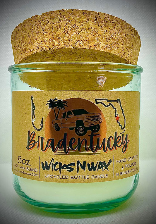 Bradentucky | Flannel | Candle | 100% Recycled Glass | WicksNWax