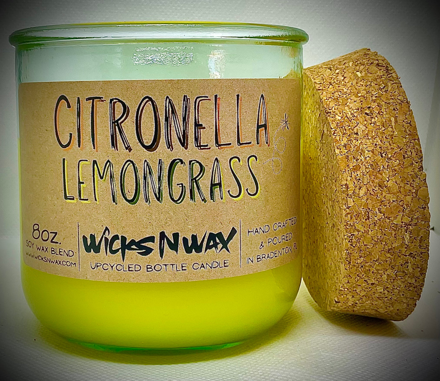Citronella Lemongrass | Candle | 100% Recycled Glass | WicksNWax