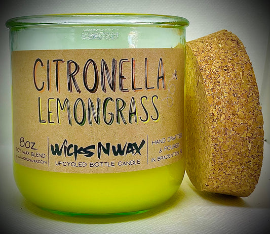 Citronella Lemongrass | Candle | 100% Recycled Glass | WicksNWax