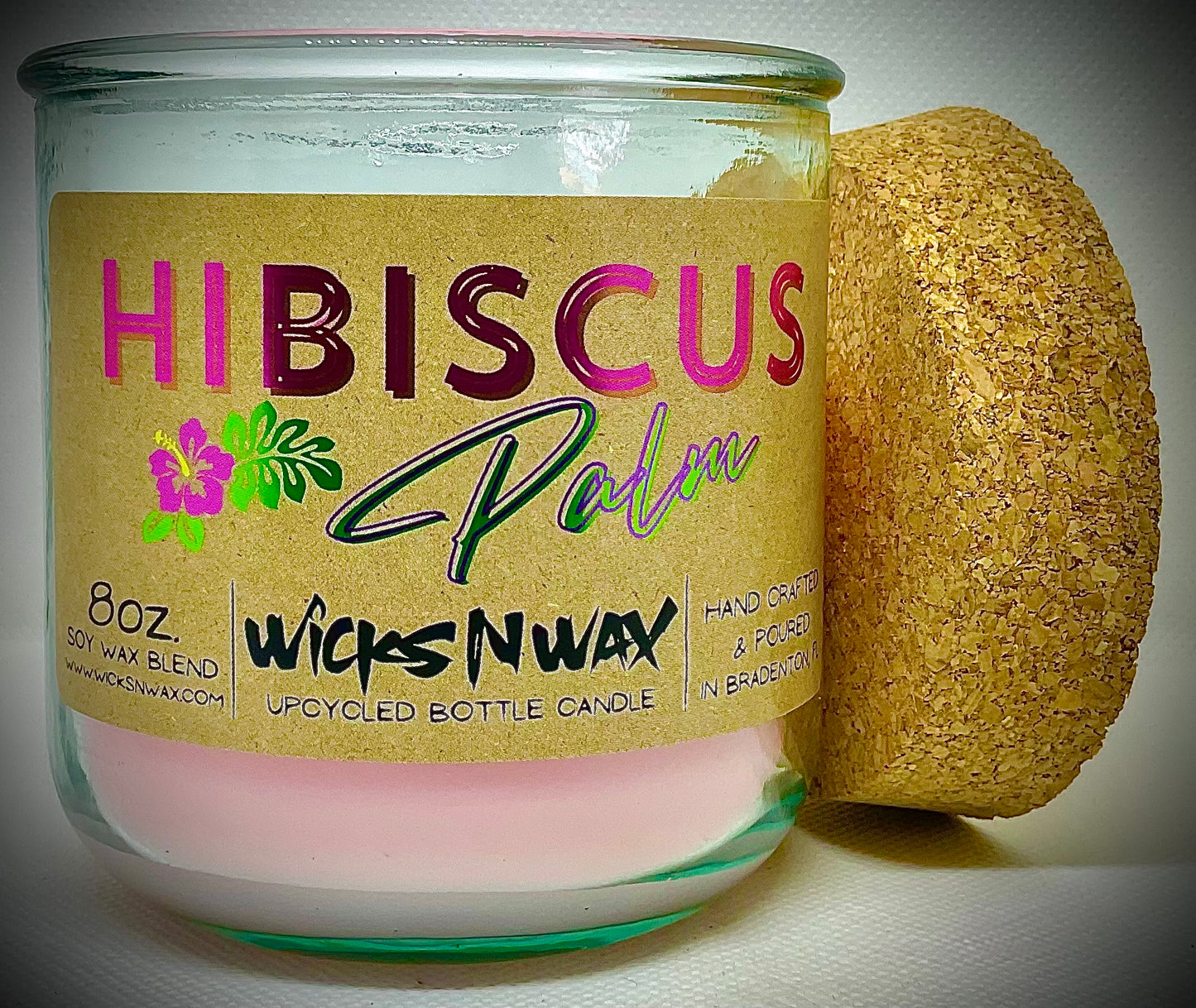 Hibiscus Palm | Candle | 100% Recycled Glass | WicksNWax