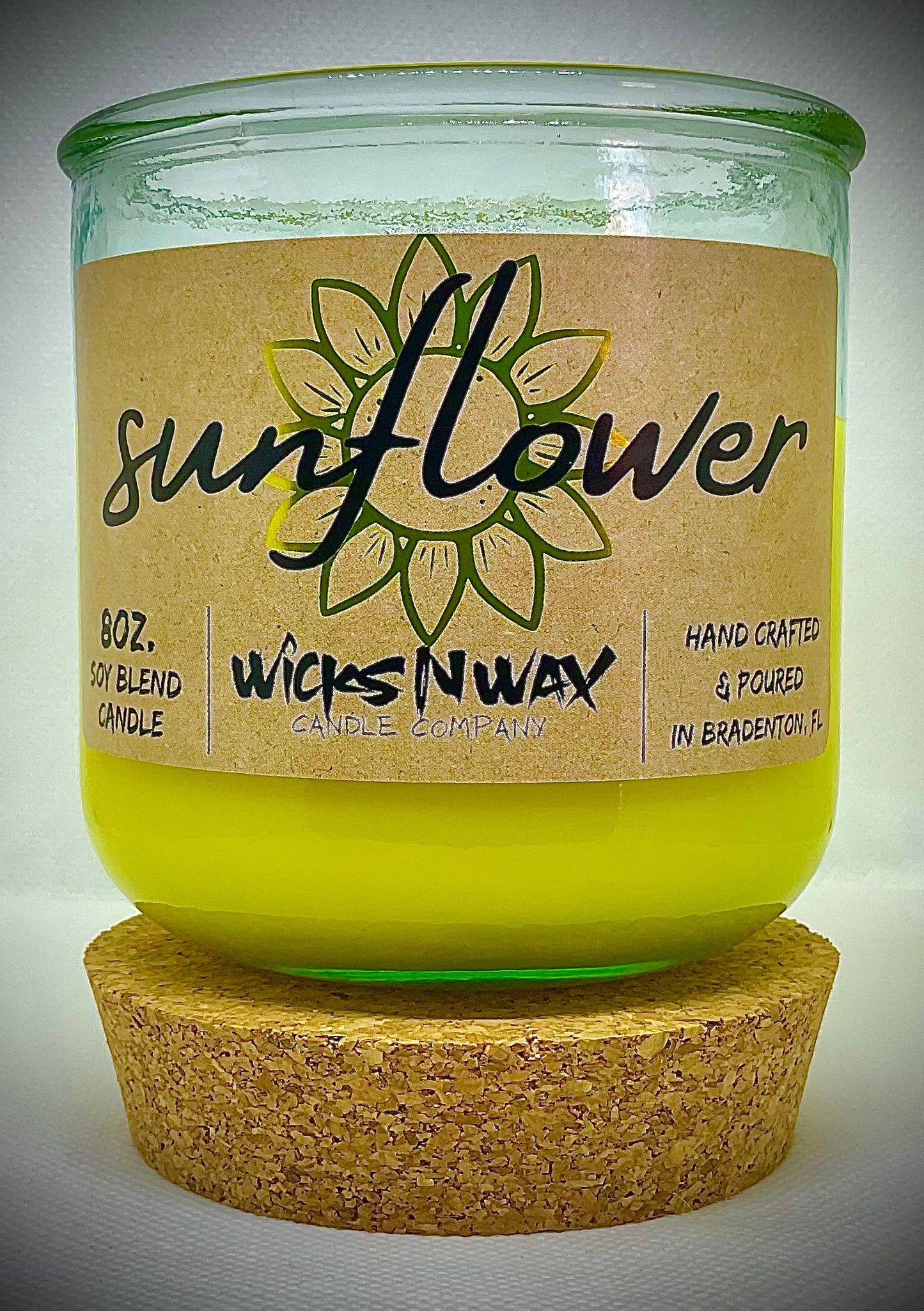 SunFlower | Candle | 100% Recycled Glass | WicksNWax