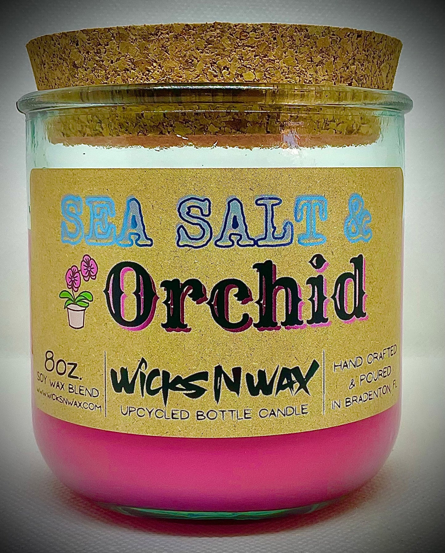 Sea Salt & Orchid | Candle | 100% Recycled Glass | WicksNWax