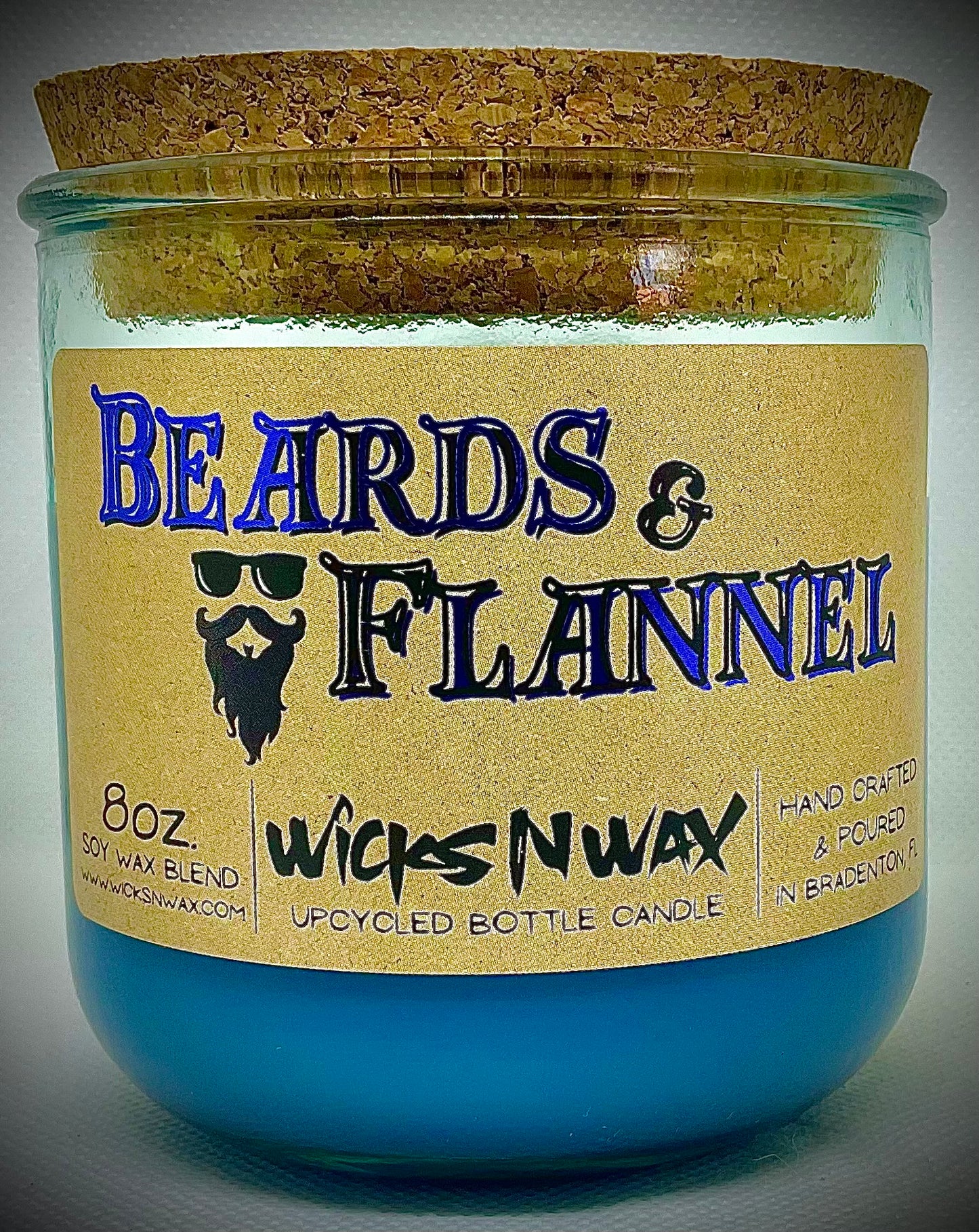 Beards & Flannel | Candle | 100% Recycled Glass | WicksNWax