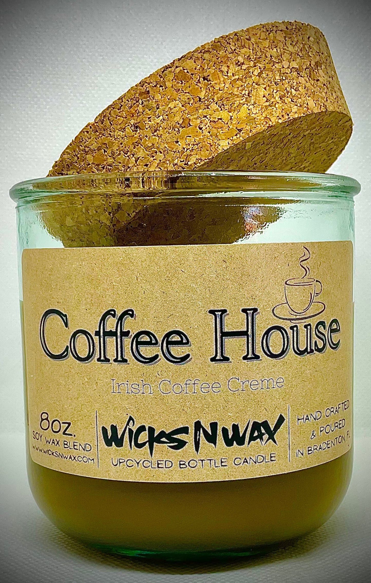 Coffee House | Candle | 100% Recycled Glass | WicksNWax