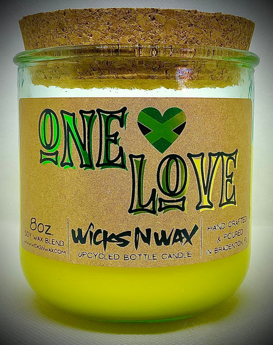 One Love | Candle | 100% Recycled Glass | WicksNWax