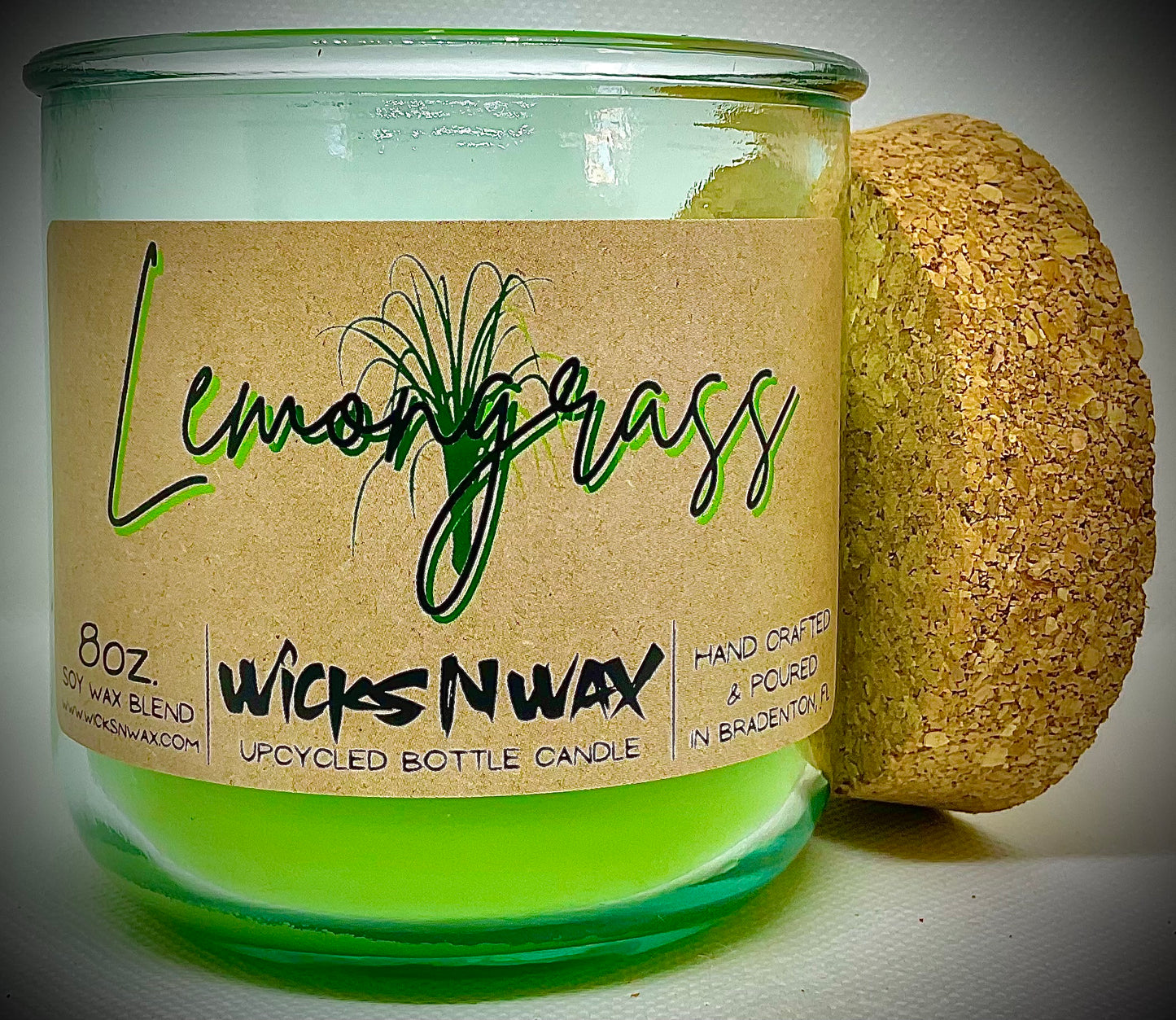 Lemongrass | Candle | 100% Recycled Glass | WicksNWax