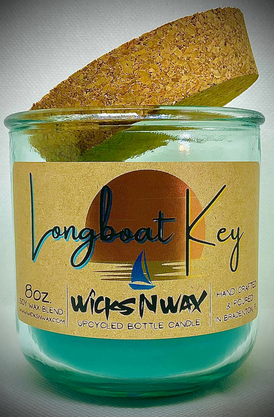 Longboat Key | Sea Minerals | Candle | 100% Recycled Glass | WicksNWax