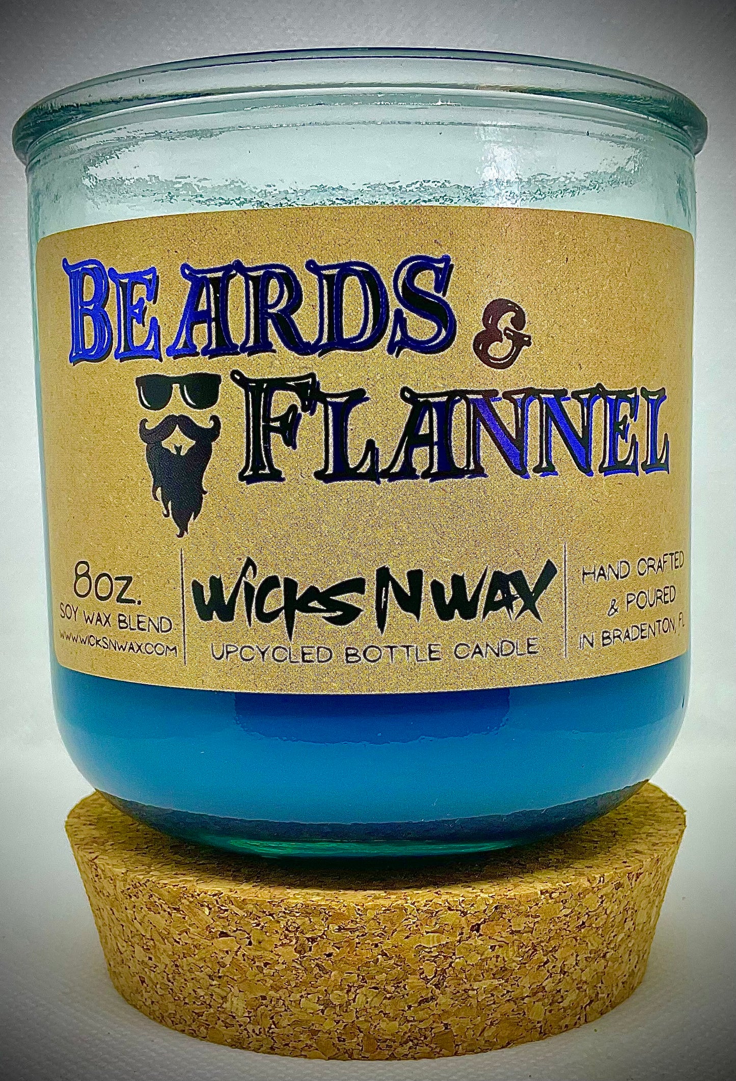 Beards & Flannel | Candle | 100% Recycled Glass | WicksNWax