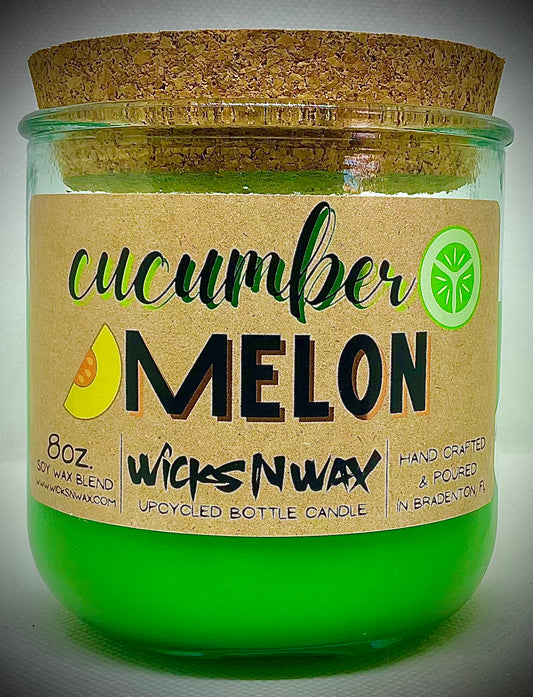 Cucumber Melon | Candle | 100% Recycled Glass | WicksNWax