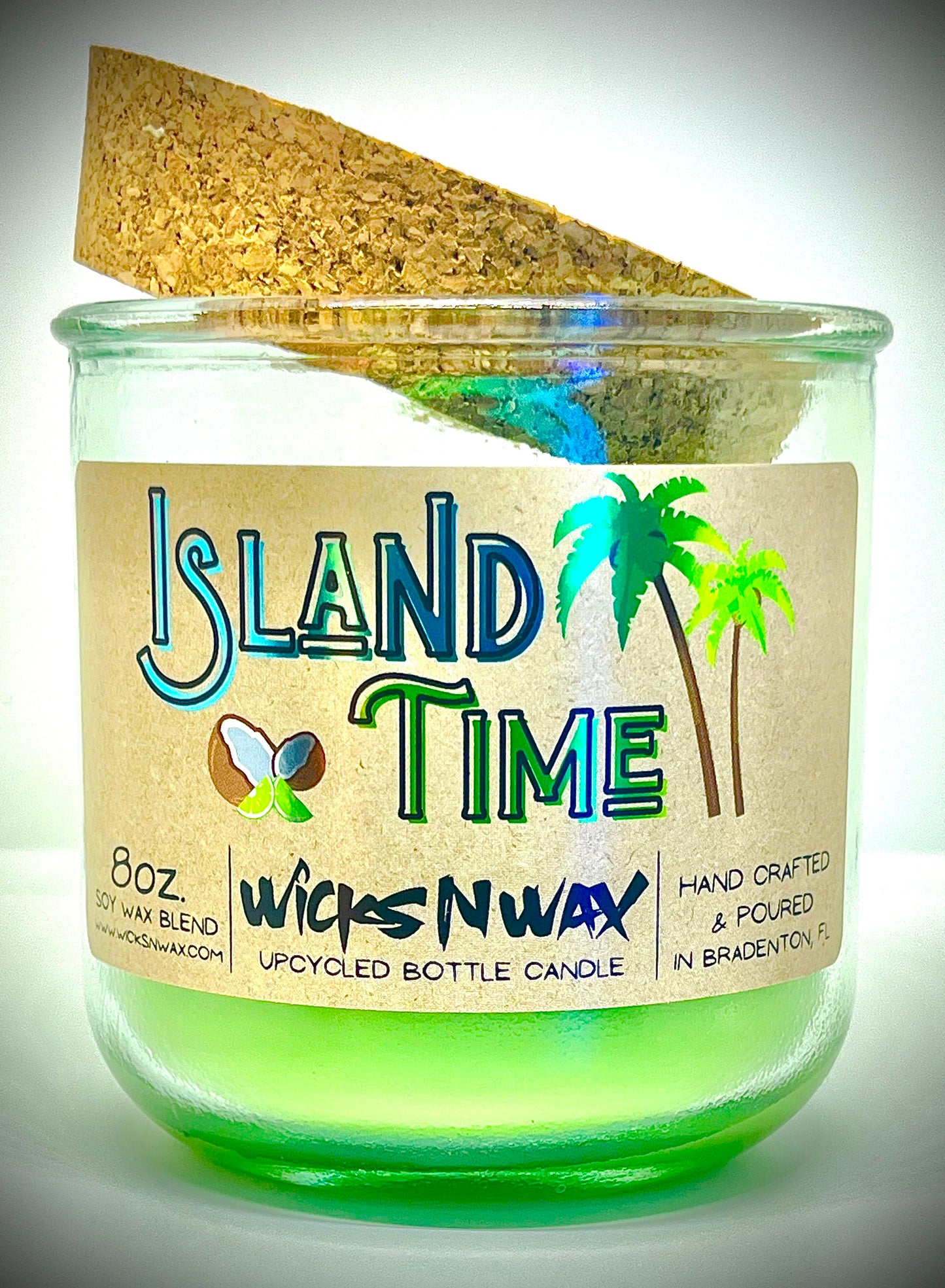Island Time | Candle | 100% Recycled Glass  | WicksNWax