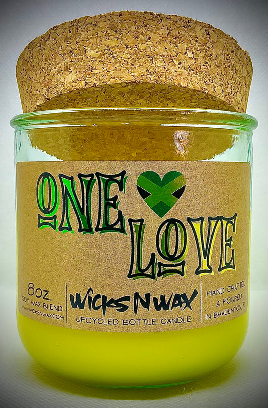 One Love | Candle | 100% Recycled Glass | WicksNWax