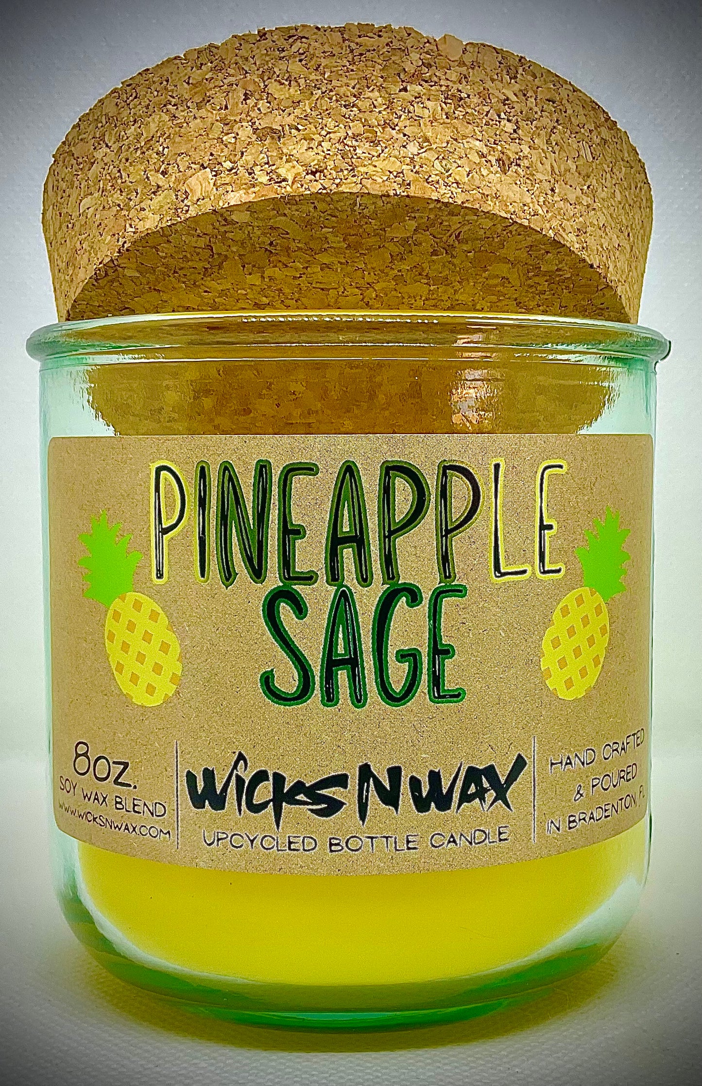 Pineapple Sage | Candle | 100% Recycled Glass | WicksNWax
