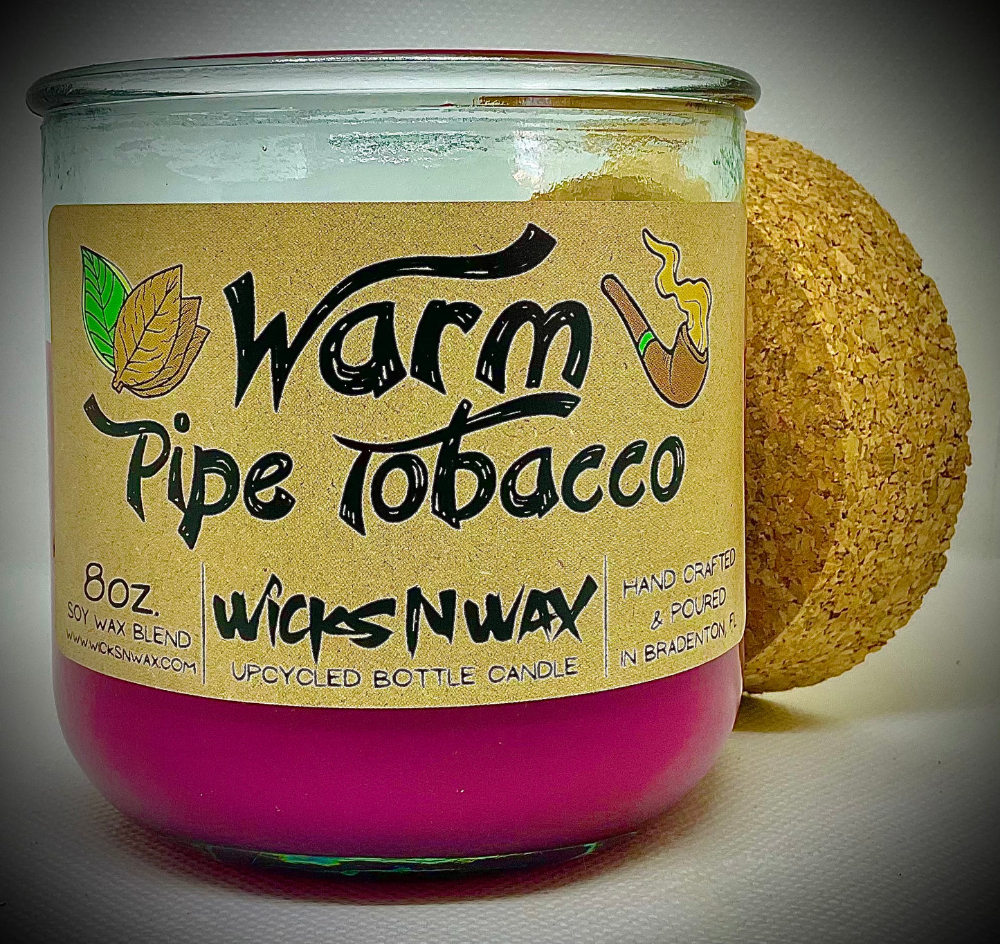 Warm Pipe Tobacco | Candle | 100% Recycled Glass | WicksNWax