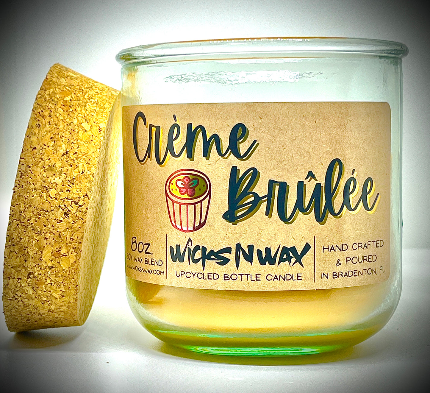 Creme Brûlée | Candle | 100% Recycled Glass | WicksNWax