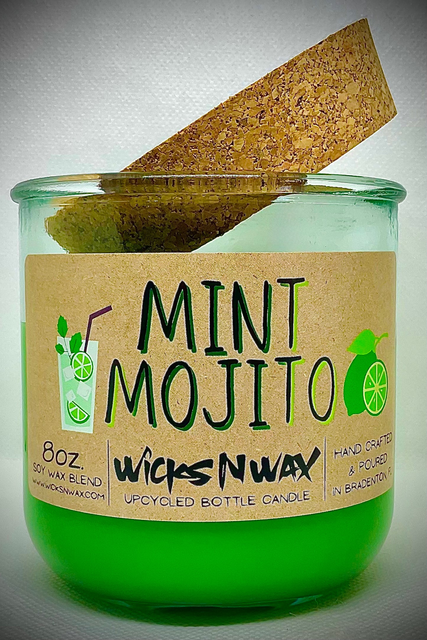 Mint Mojito | Candle | 100% Recycled Glass | WicksNWax