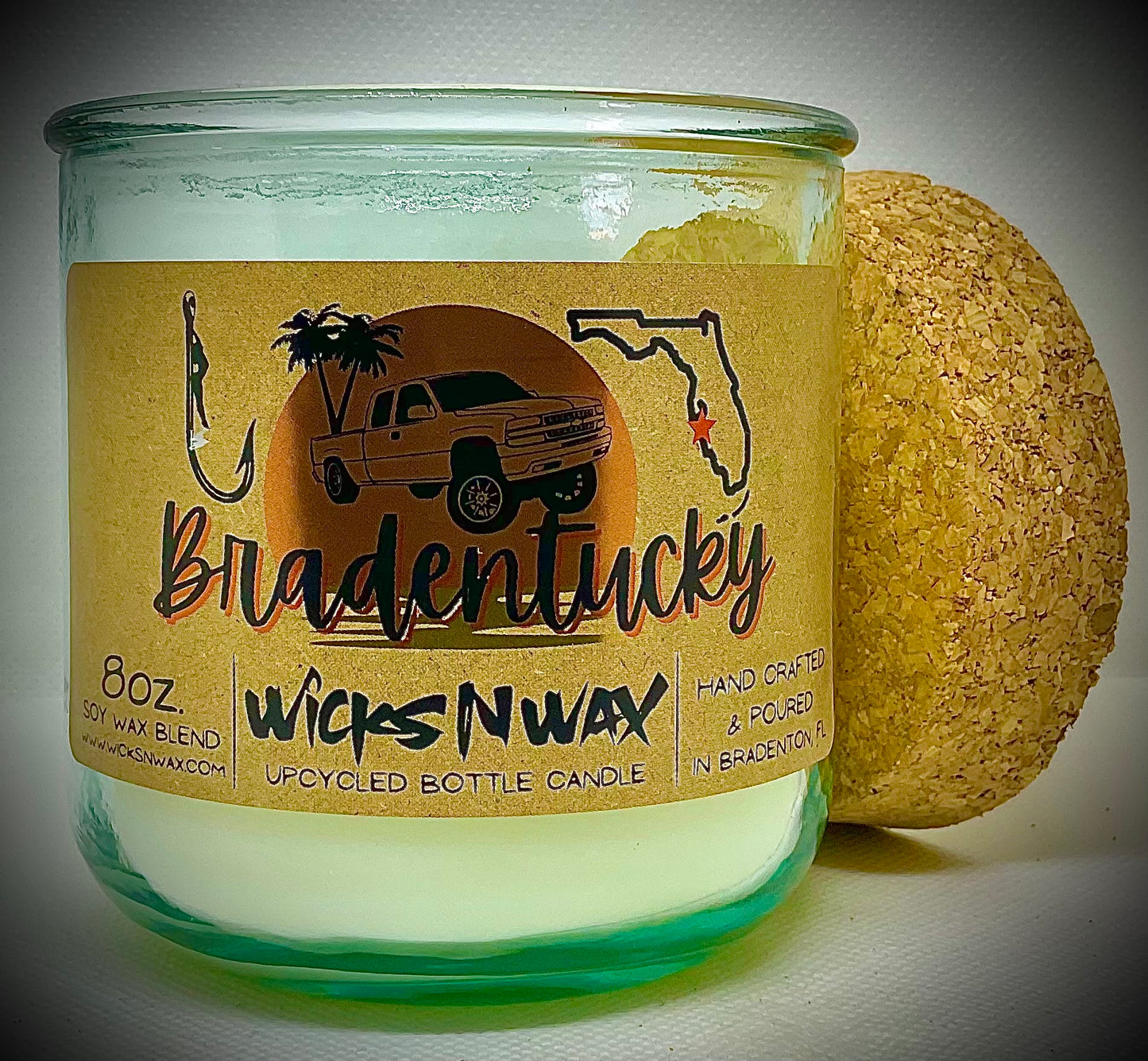 Bradentucky | Flannel | Candle | 100% Recycled Glass | WicksNWax