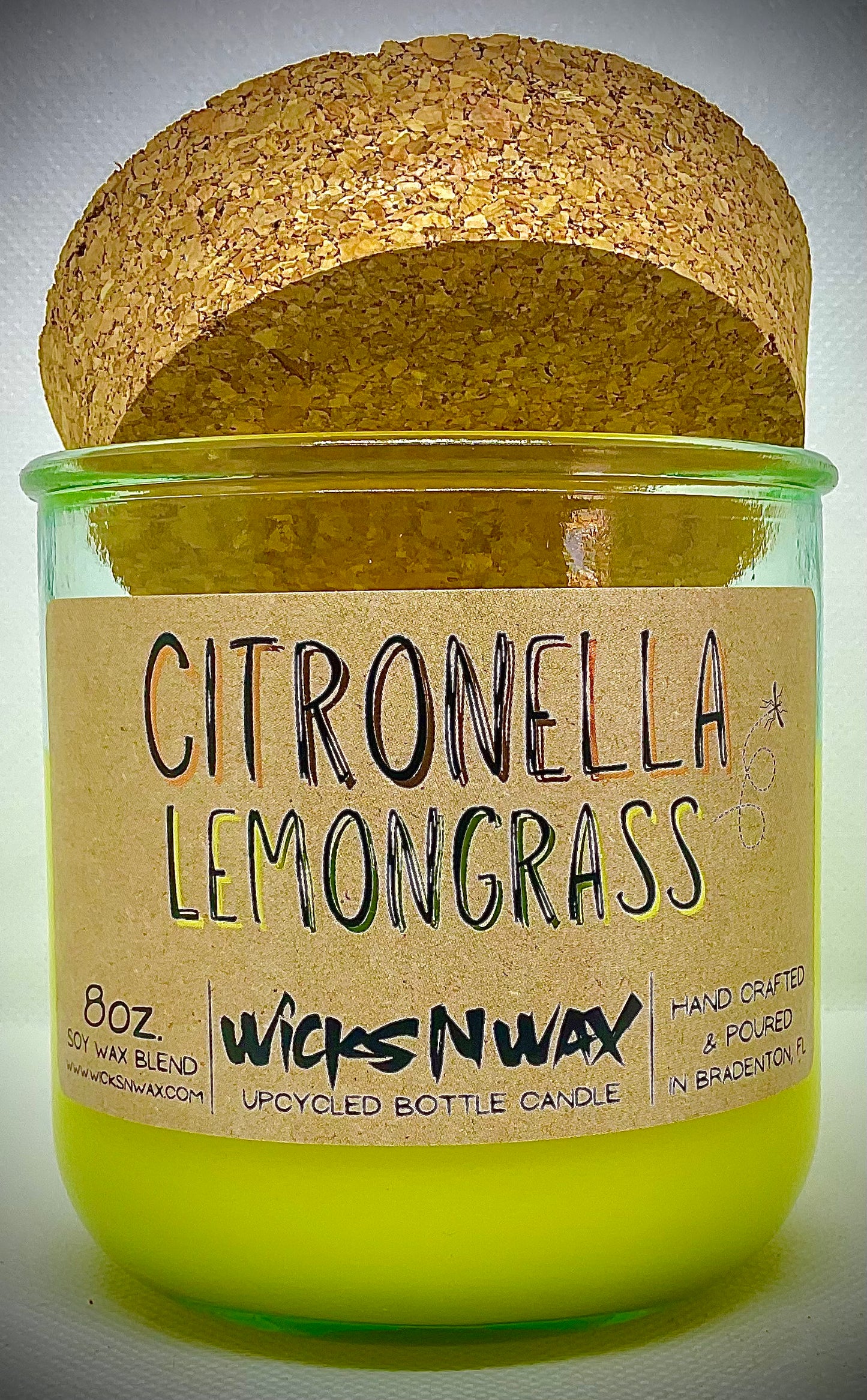 Citronella Lemongrass | Candle | 100% Recycled Glass | WicksNWax