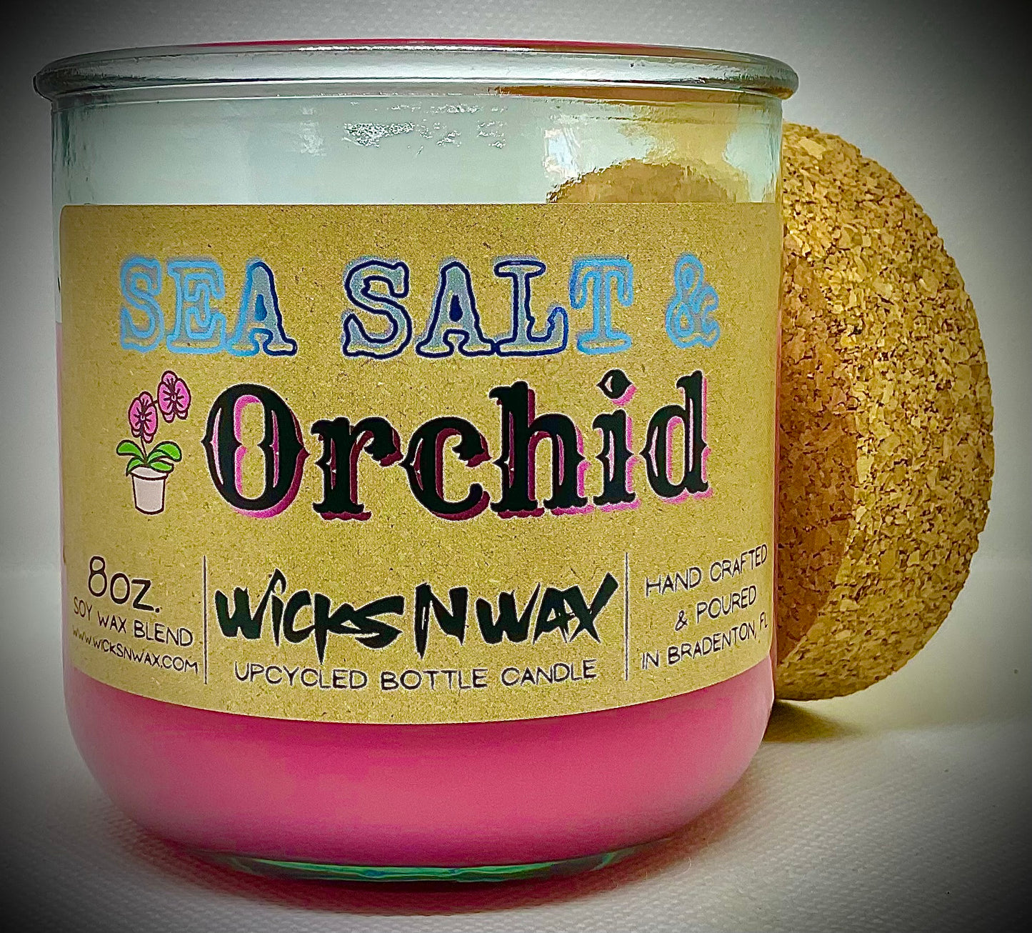 Sea Salt & Orchid | Candle | 100% Recycled Glass | WicksNWax
