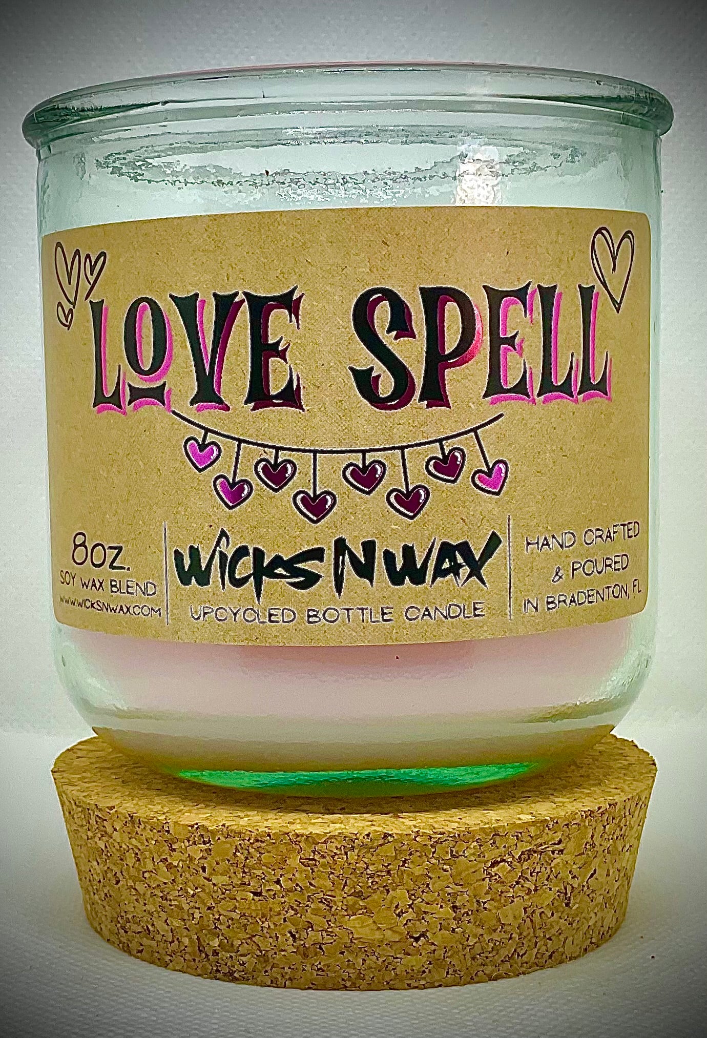 Love Spell | Candle | 100% Recycled Glass | WicksNWax