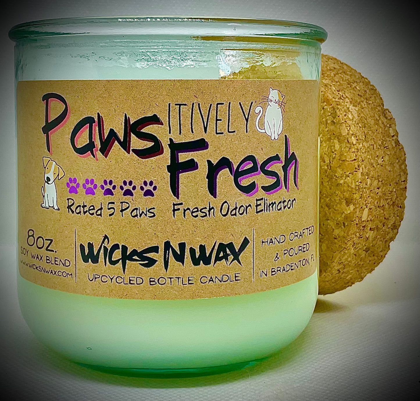 Pawsitively Fresh (Fresh Odor Eliminator) | Candle | 100% Recycled Glass | WicksNWax