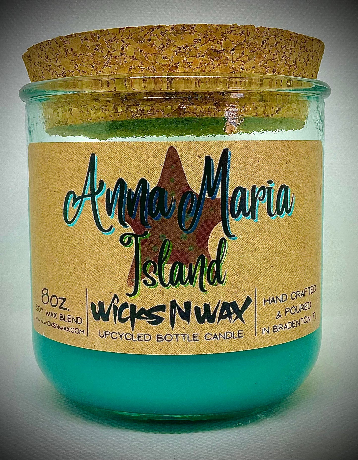 Anna Maria Island | Beach Wood | Candle | 100% Recycled Glass | WicksNWax
