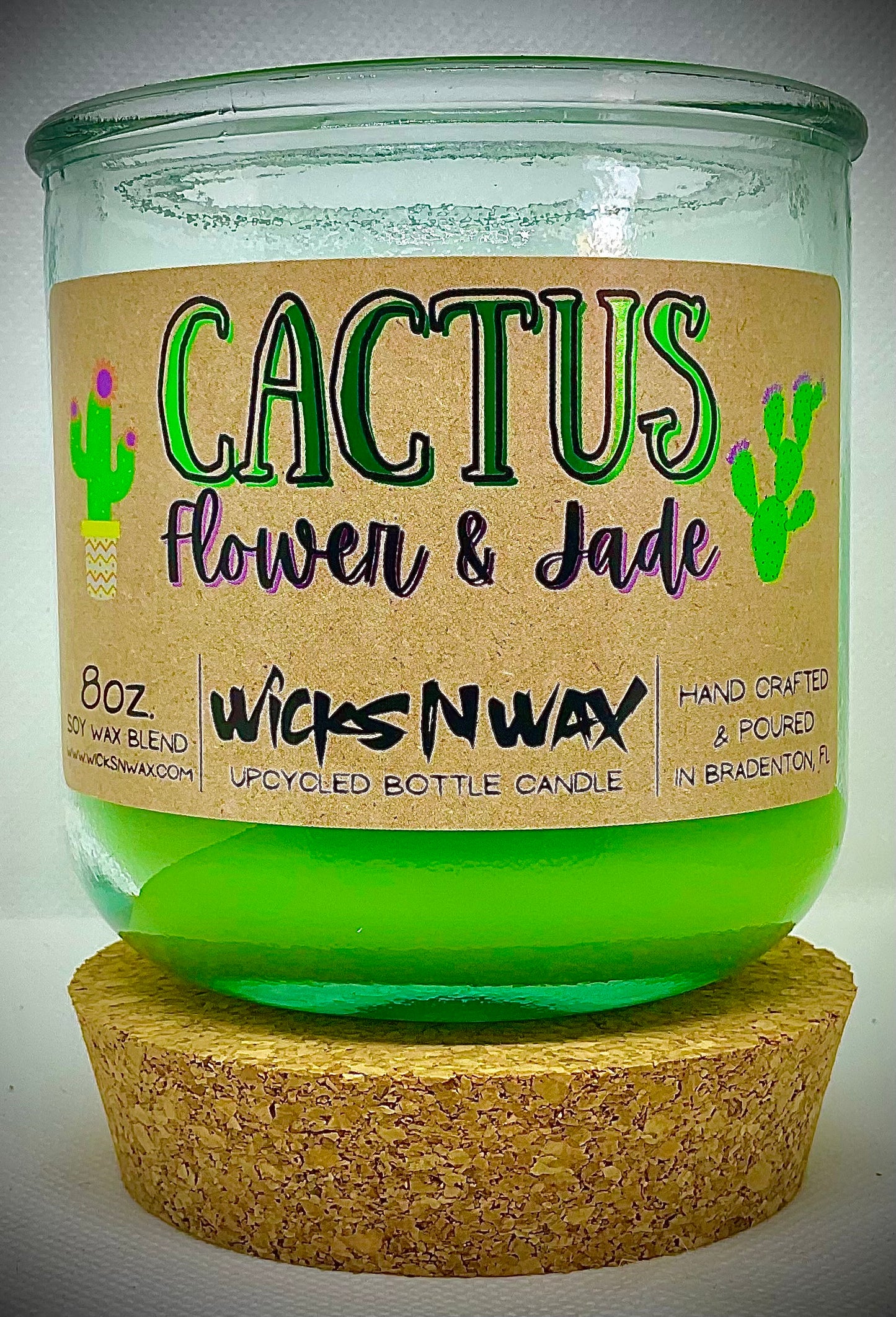 Cactus Flower & Jade | Candle | 100% Recycled Glass | WicksNWax