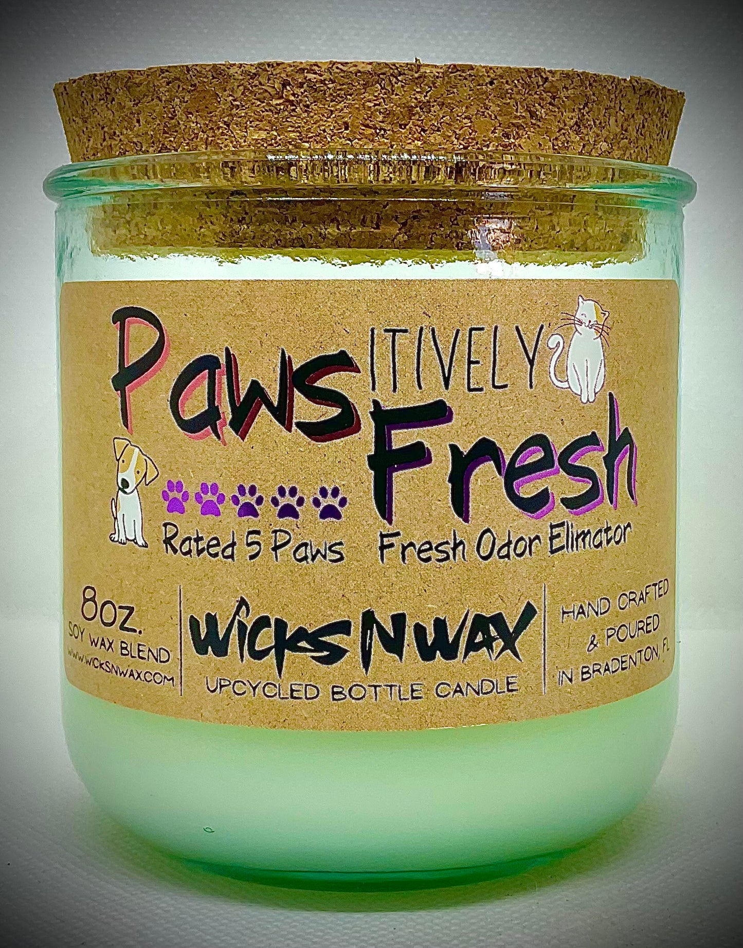 Pawsitively Fresh (Fresh Odor Eliminator) | Candle | 100% Recycled Glass | WicksNWax