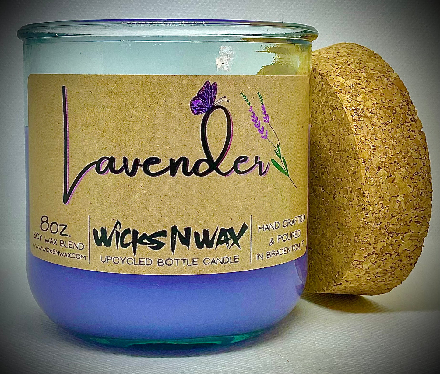 Lavender | Candle | 100% Recycled Glass | WicksNWax