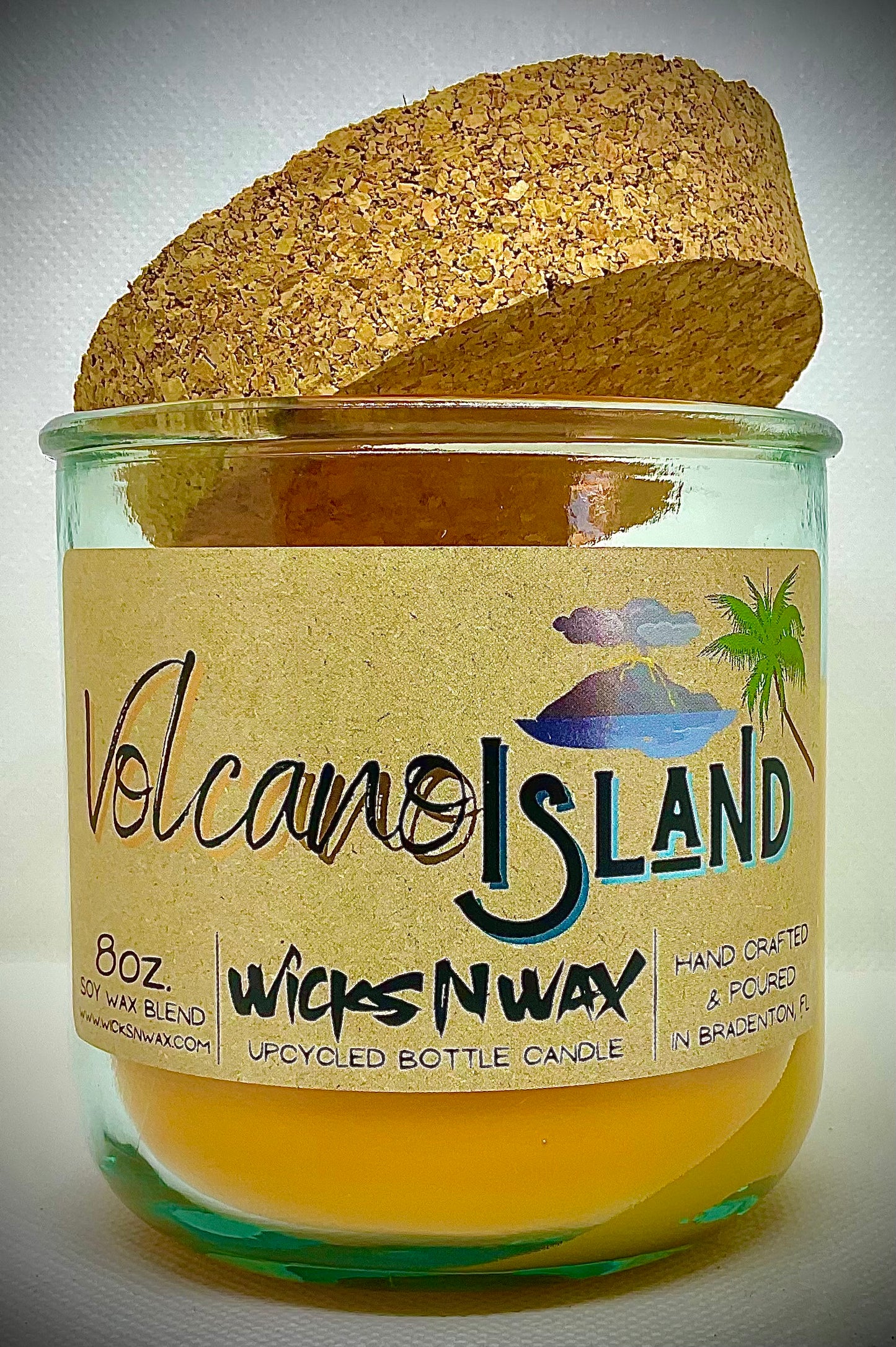 Volcano Island | Candle | 100% Recycled Glass | WicksNWax