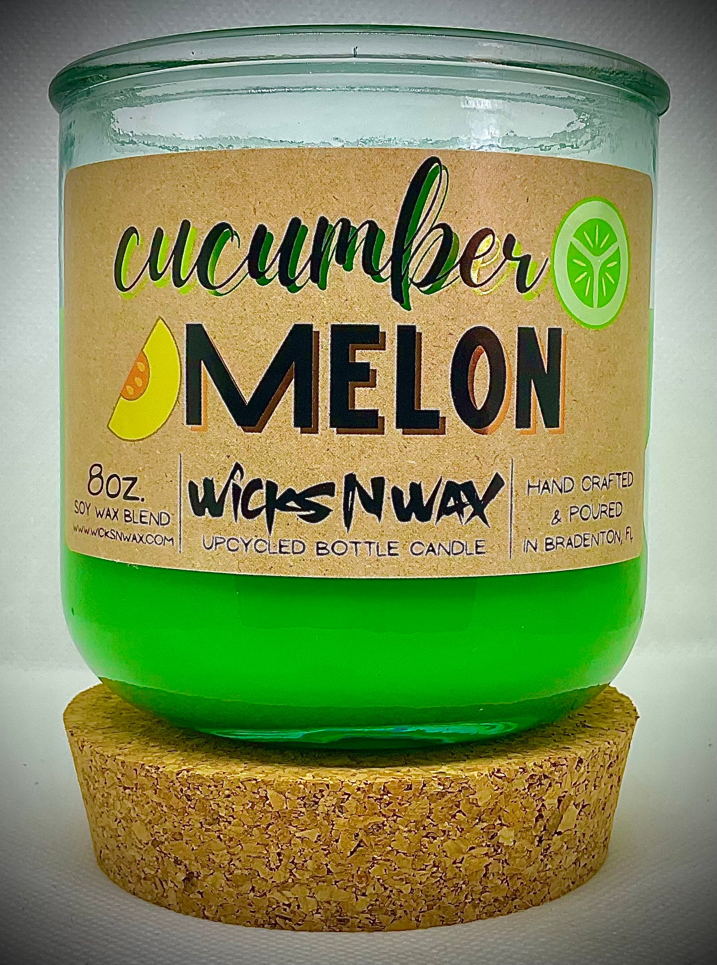 Cucumber Melon | Candle | 100% Recycled Glass | WicksNWax