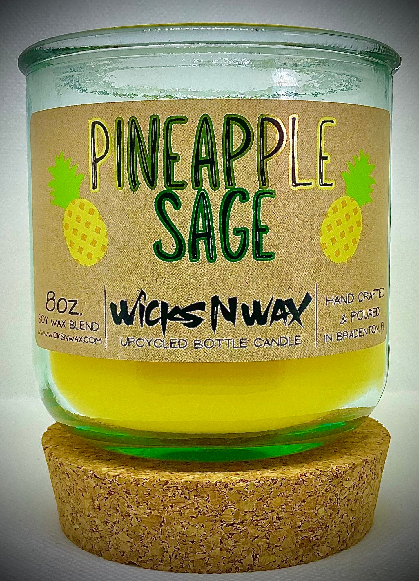 Pineapple Sage | Candle | 100% Recycled Glass | WicksNWax