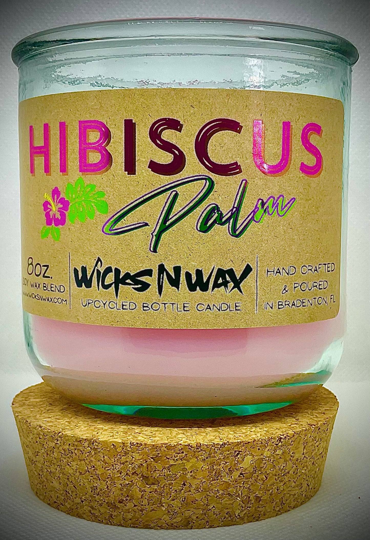 Hibiscus Palm | Candle | 100% Recycled Glass | WicksNWax