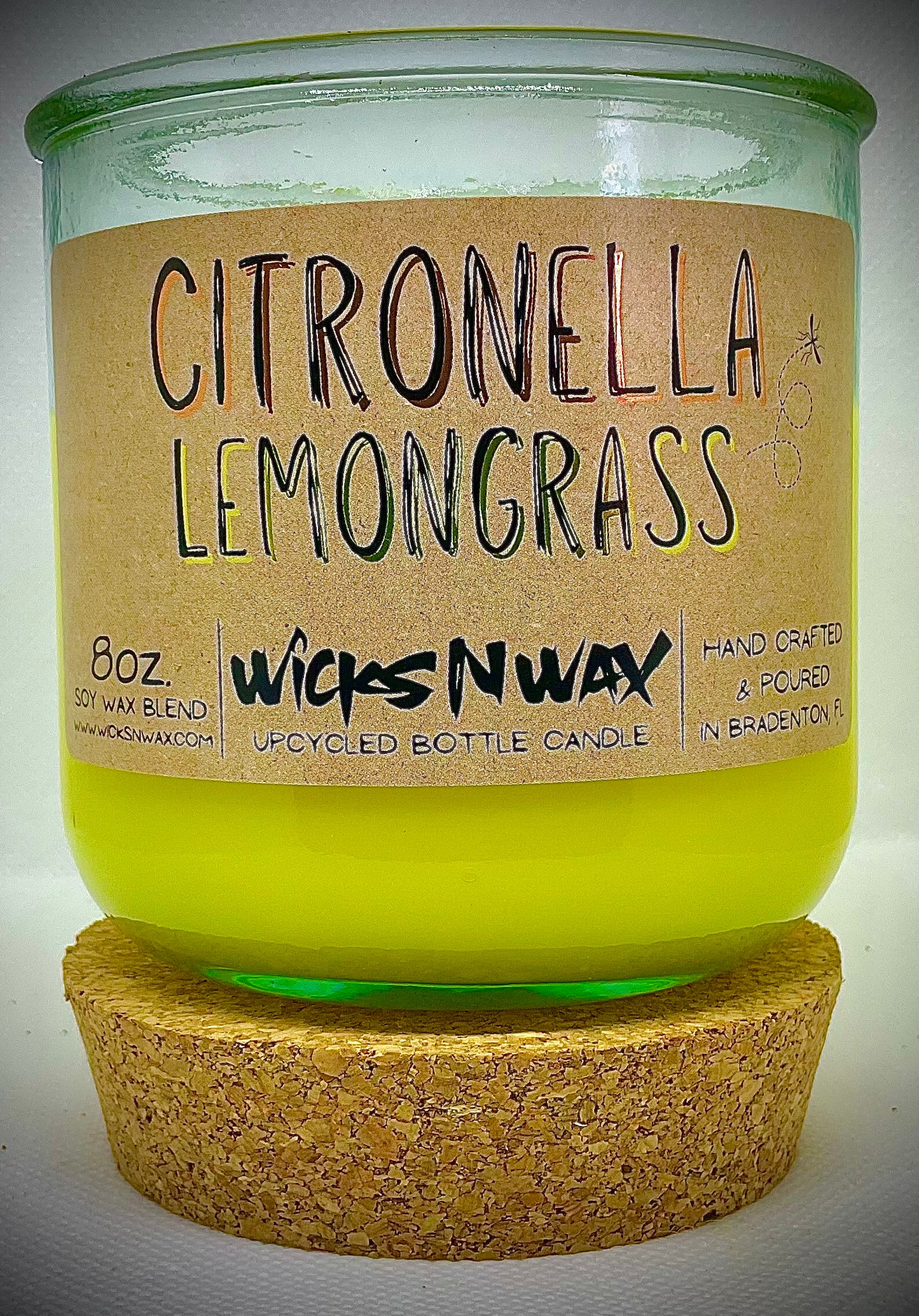 Citronella Lemongrass | Candle | 100% Recycled Glass | WicksNWax