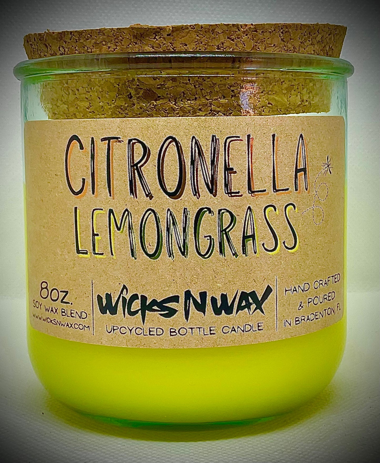 Citronella Lemongrass | Candle | 100% Recycled Glass | WicksNWax