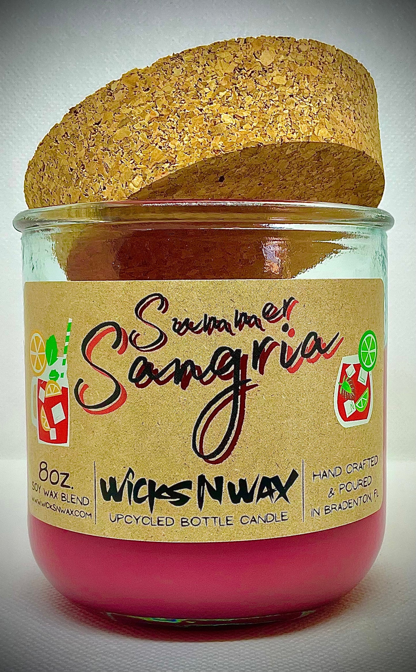 Summer Sangria | Candle | 100% Recycled Glass | WicksNWax