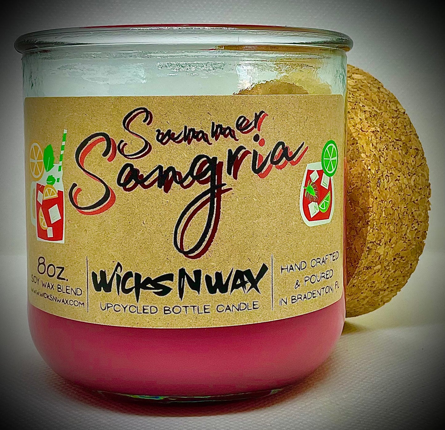 Summer Sangria | Candle | 100% Recycled Glass | WicksNWax