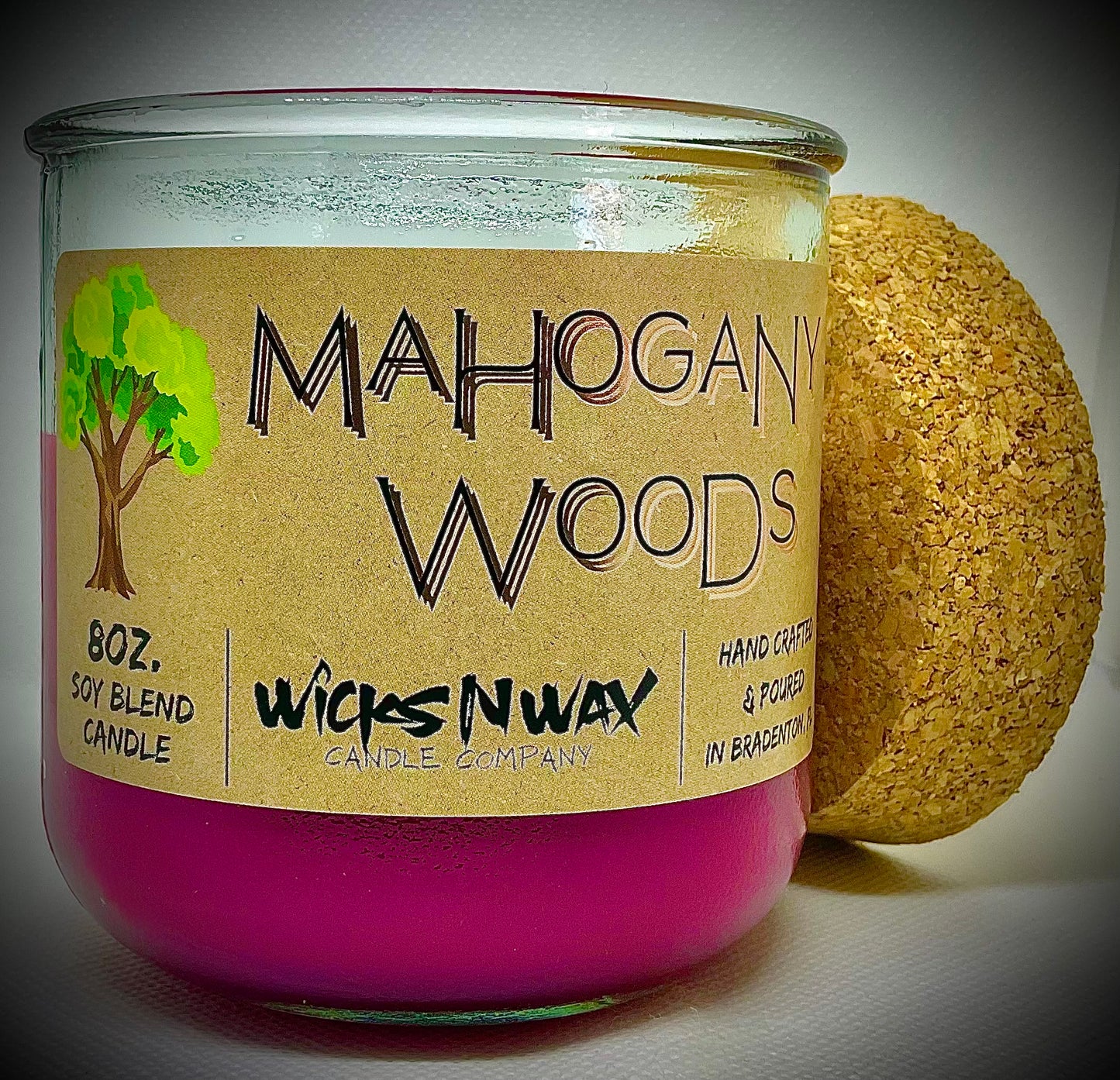 Mahogany Woods | Candle | 100% Recycled Glass | WicksNWax