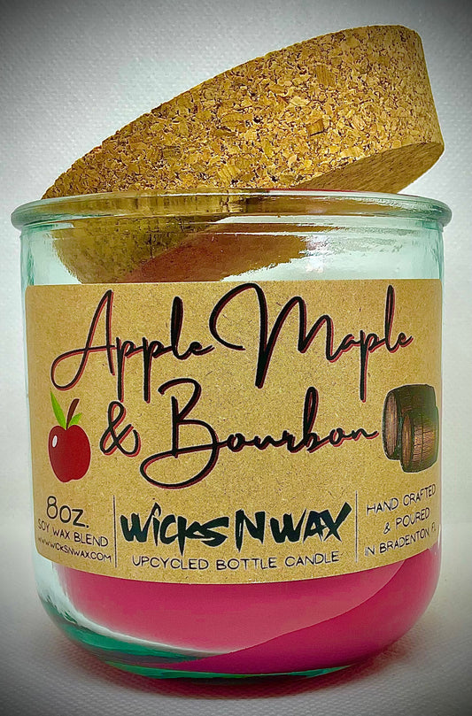 Apple, Maple & Bourbon | Candle | 100% Recycled Glass | WicksNWax