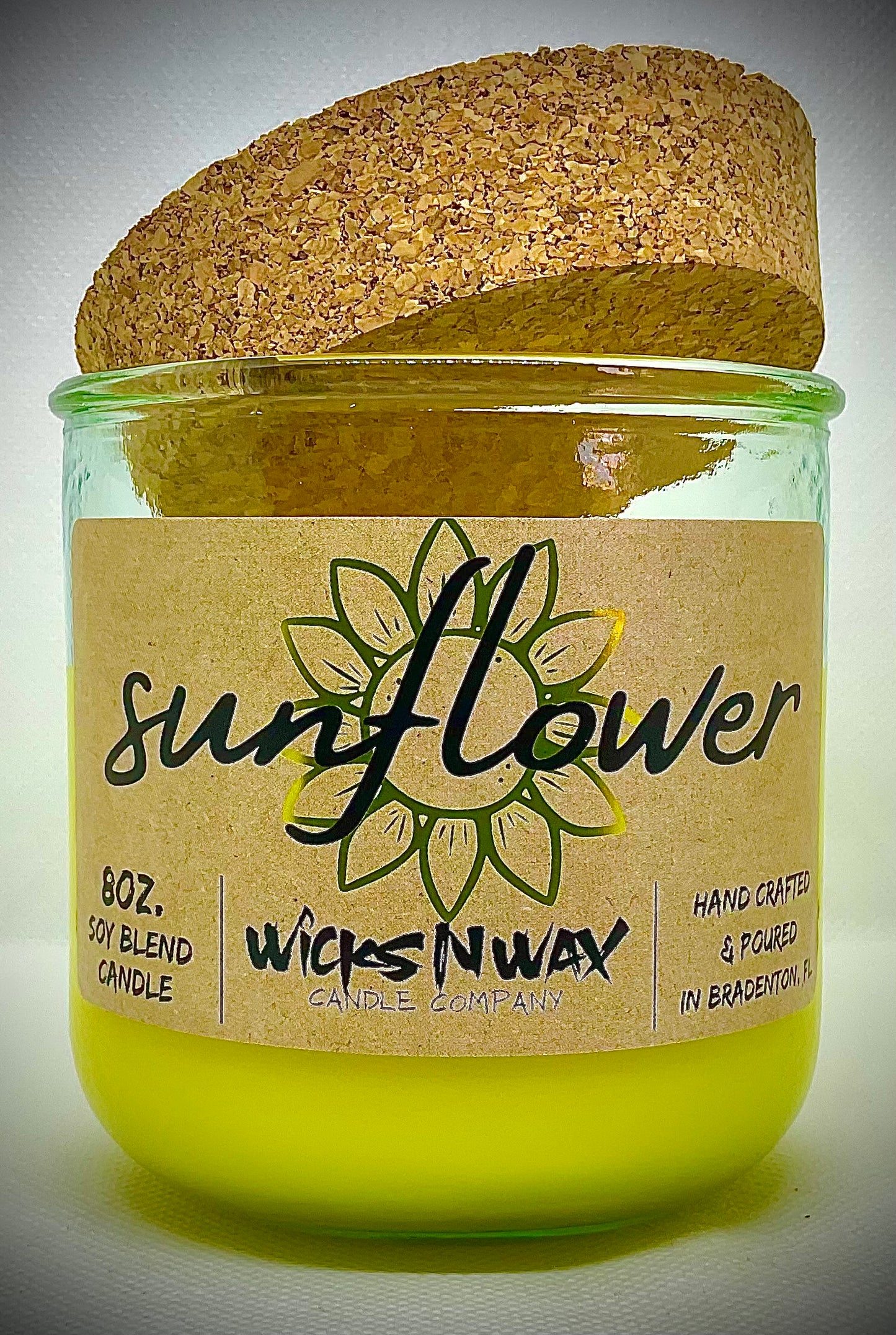 SunFlower | Candle | 100% Recycled Glass | WicksNWax