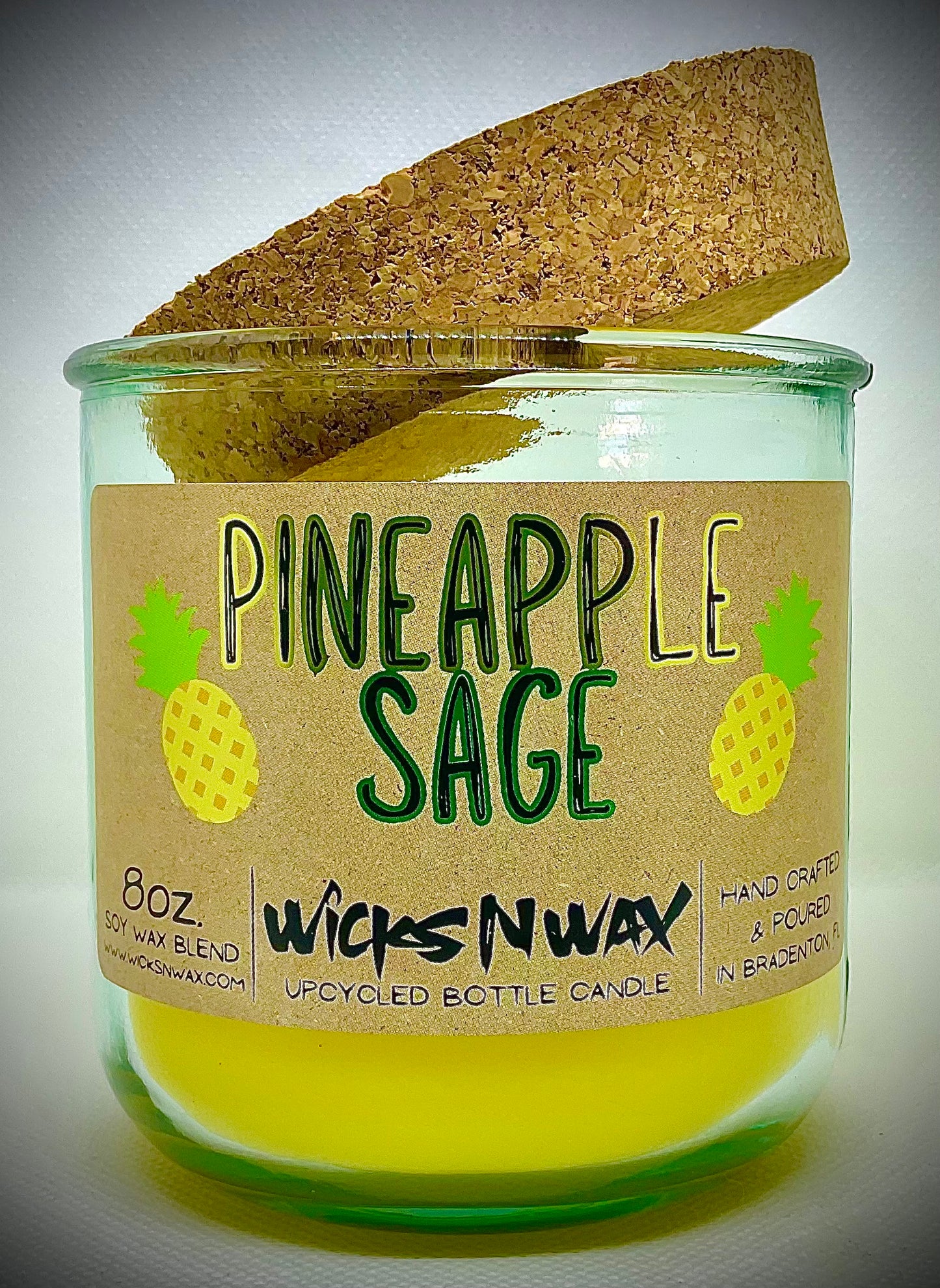 Pineapple Sage | Candle | 100% Recycled Glass | WicksNWax
