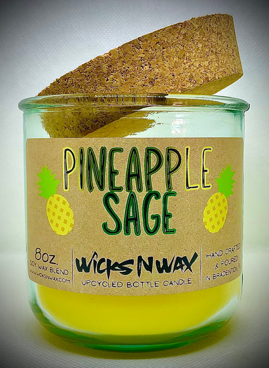 Pineapple Sage | Candle | 100% Recycled Glass | WicksNWax